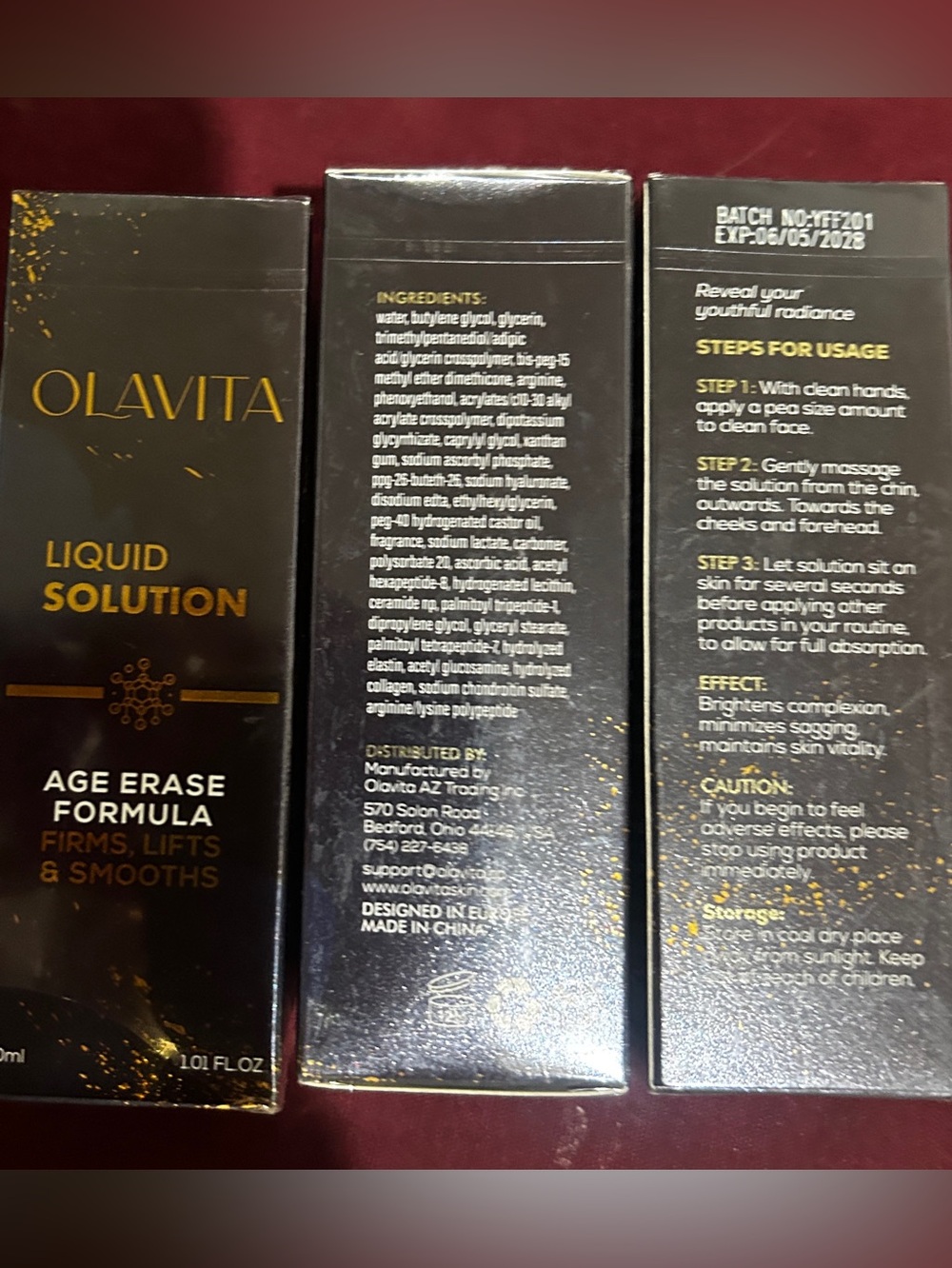 Avita Olavita Liquid Solution Serum - Black and Gold Packaging